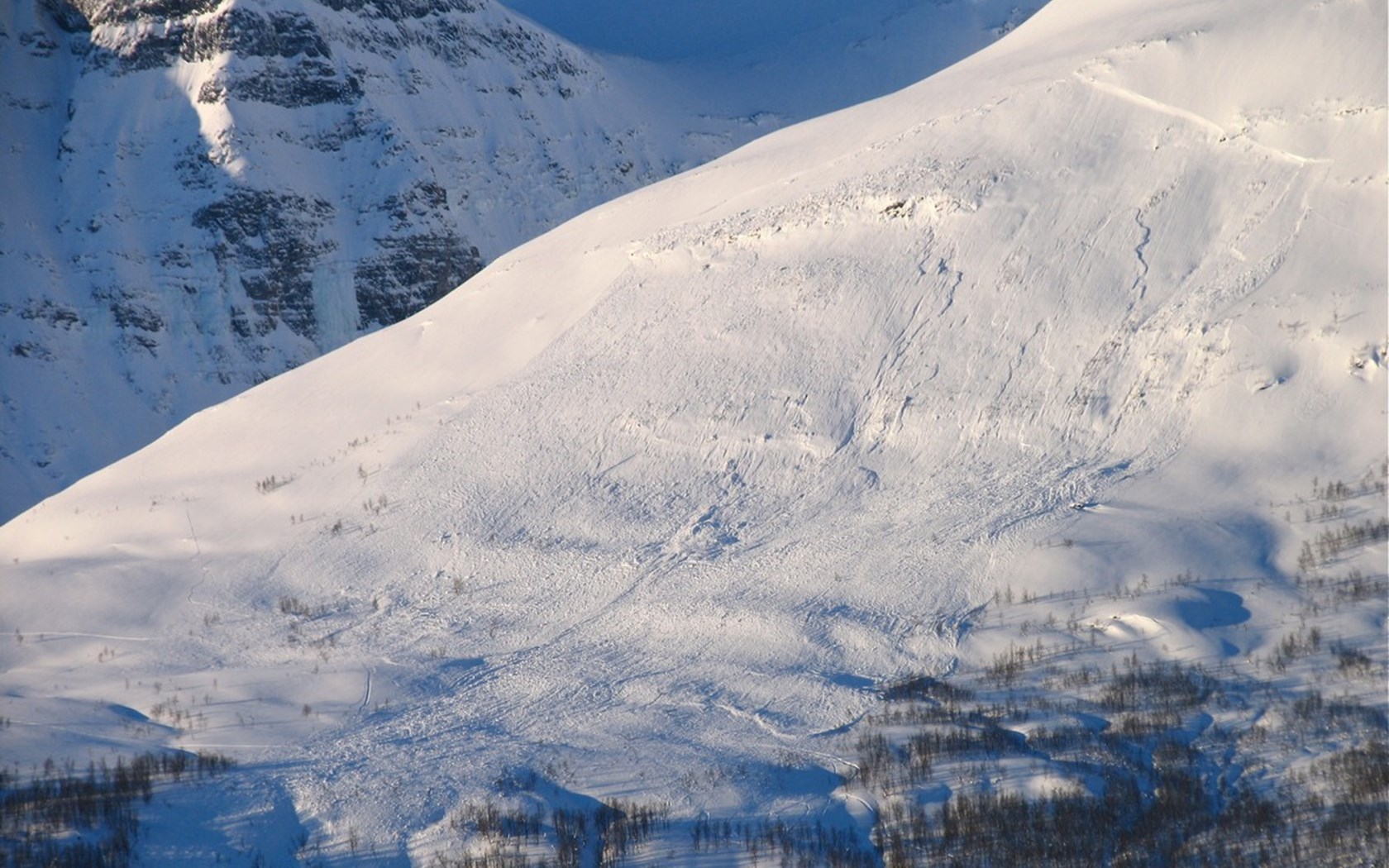 Et svært stort flakskred på Sjufjellet i Tamokdalen.